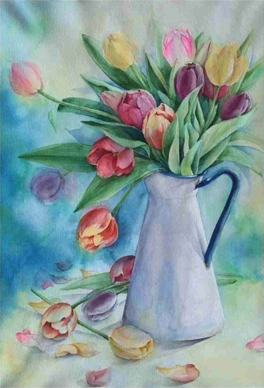 Jug and tulips/松本 紀子